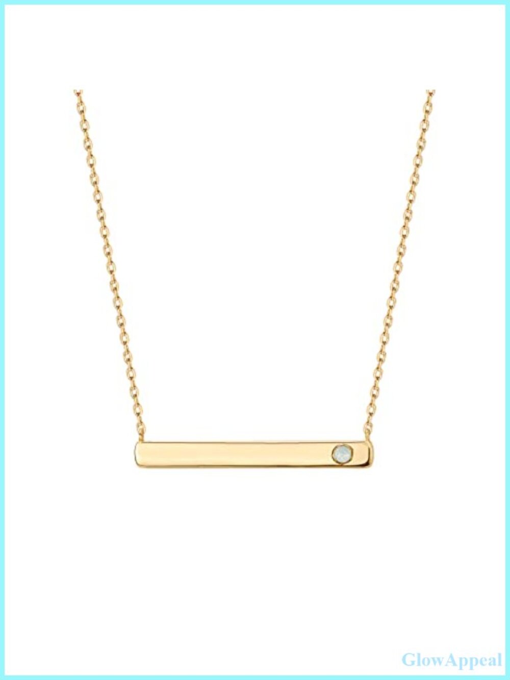 14K Gold Plated Crystal Birthstone Bar Necklace Dainty Pendant